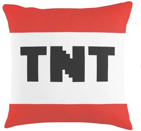 The Beach Stop Gamer TNT Accent Cushion Cover | Fun Home and Bedroom Decor | Gift Idea for Gaming Lovers | 45x45cm 18x18” | Black Red & White TNT