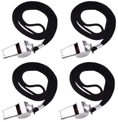 VAEIORP 4 Pcs Trillerpfeife Edelstahl Sport Pfeifen Max 120 db Lauter Klarer Schiedsrichter Pfeife mit Schlüsselband Trillerpfeife ideal für Trainer Schiedsrichter