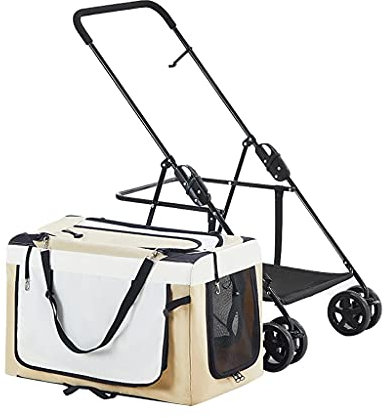 GLETSF Haustier-Buggy, Hundebuggys für kleine Hunde, Leichter Hundebuggy für 2 Hunde, Katzen, Welpen und Kätzchen, atmungsaktiver Kinderwagen, Haustier-Buggy für Katzen und Hunde