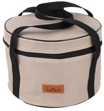 Hosoncovy Bärbar camping köksredskap förvaringsväska camping kock och panna förvaringsväska resefodral picknick mat bärväska camping kylväska för utomhuscamping (Off White)