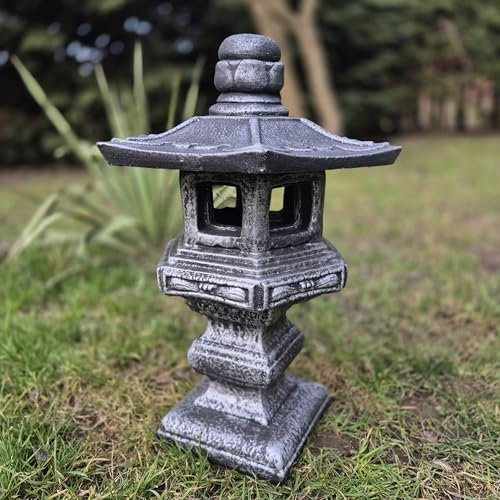 FABRIQ Yukimi-Doro Lanterne de jardin japonaise 42 cm – Lampe en pierre résistante aux intempéries pour l'extérieur – Style japonais – Éclairage décoratif de jardin résistant au gel jusqu'à -30 °C