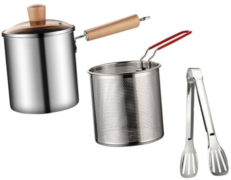 CIYODO Panier à Friture Avec Poignée Et Pince Marmite à Friture Profonde Petit Panier Pour Cuisiner Aliments Divers