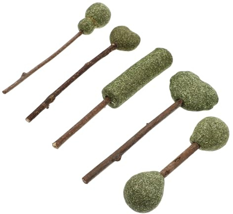 LOLIPPYY 5 pièces Sucettes Naturelles Herbe à Chat pour Friandises Comestibles et Bâtonnets à Mâcher Stimulation Active Langue et Nettoyage Dentaire Snacks Sécurisés pour et