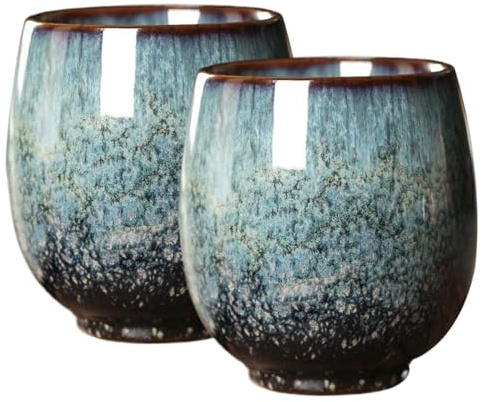 Ngbbby Juego de té chino, 2 tazas de té de cerámica, tazas chinas de 150 ml, de sin asa, taza pequeña de Matcha para bebidas