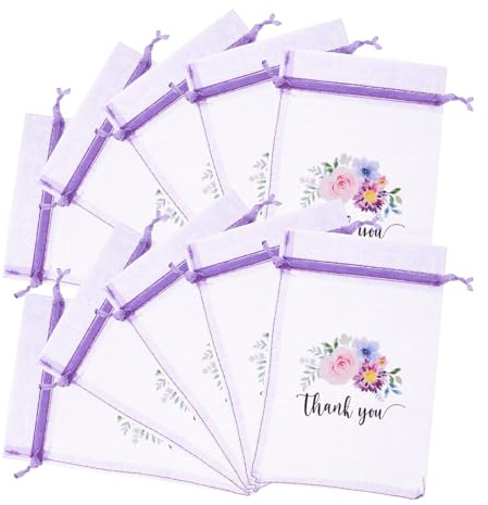 SUPVOX Sachets en Organza en Tissu Mesh Lot de 10 Cordon Violet 10x15 Cm Paquet Polyvalents Résistants pour Lavande, Bijoux, Présents, pour Tiroirs et Valises