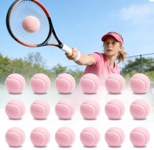 18 stycken tennisbollar rosa, tennisboll hund, tennisboll fritid tennisbollar träningsbollar hållbar träning tennis träningsbollar för tennisundervisning, nybörjare, bollmaskiner och hundar