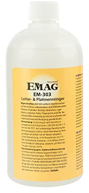 EMAG Detergente per conduttori e circuiti EM-303 I speciale pulitore ad ultrasuoni per circuiti/ibridi, rimuove grassi, impronte digitali ecc. I 0,5 l