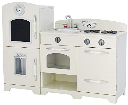 White Wooden Toy Kitchen with Fridge Freezer and Oven by Teamson Kids TD-11413W