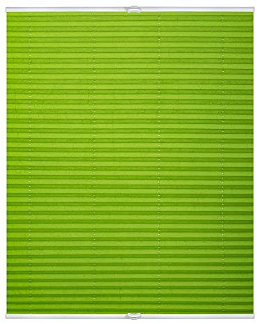 Lichtblick Plissee Klemmfix, ohne Bohren, verspannt, lichtdurchlässig, Blickdicht, Uni, mit eleganter Crushed Optik Grün,75 cm x 130 cm (B x L)
