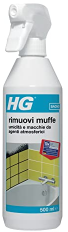 HG Spray Rimuovimuffa per Pareti, Guarnizioni in Silicone, Piastrelle della Doccia, Sauna e del Pavimento, Rimuove Muffe, Alghe e Funghi, 500 ml (186050108)