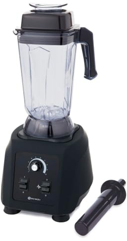 HENDI Standmixer, Hochleistungsmixer, Manuell, temperaturbeständig -40˚C bis 90˚C, Inkl. 2,5 Liter-Kanne und Deckel, Smoothie-Cocktails-Desserts, 1680W, 270x250x(H)550mm, ABS Kunststoff, Polycarbonat
