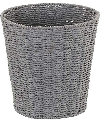 Household Essentials Woven Waste Basket, Gray Paper Rope Waste Bin for Bathroom, Bedroom, Office