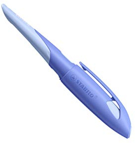 STABILO - Pluma estilográfica ergonómica con punta A EASYbirdy Pastel Edition color de cuerpo azul/azul claro - Modelo para zurdos - Incluye cartucho y herramienta de ajuste