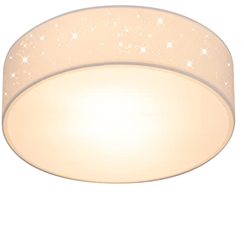 MONZANA® Deckenlampe Sternenhimmel Wohnzimmer Schlafzimmer E27 Weiß Rund 30cm Stoffschirm 1-Flammig 40W Küche Lampe Deckenleuchte Stoffdeckenlampe