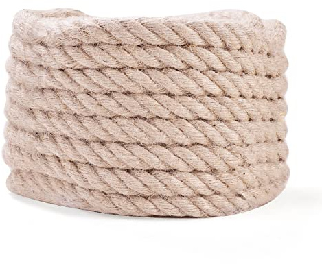 Jute Rope - Twisted Manila Ropes Natural Thick Hemp Rope Multipurpose for Indoor and Outdoor Use, for Docks, Railings, DIY Projects, Home Decorating, Climbing (3/4 inch x 100 Feet)