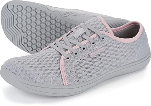 WHITIN Women's Water Shoes Swim Dry Quick Barefoot Aqua Sneakers Beach Minimalist Size 7 Zero Drop Hiking Diving Surfing Fishing Boating Soft Walking Athletic Gym Ladies Fashion Gery Pink 37