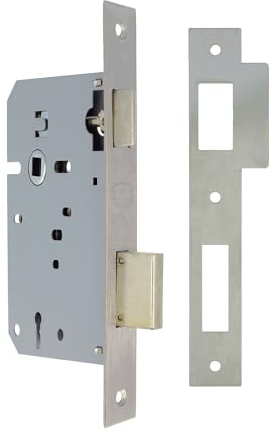 Amig - Serrure à mortaise | Entrée 60/68 mm | Serrure pour portes en bois | Avec Gorja Key sur Square Edge | Clé vierge | Acier inoxydable mat