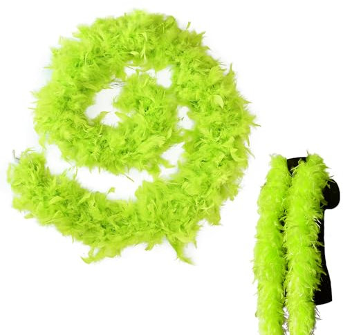 MORAINJAY Federboa,2 Meter 90g Feder Boas Flauschige Pute Federn Schal Damen,Federstola für Damen Kostüm Kleid Mädchen Tee Party,Federschal für Karneval Party,Kostüm Party (Fruchtgrün)