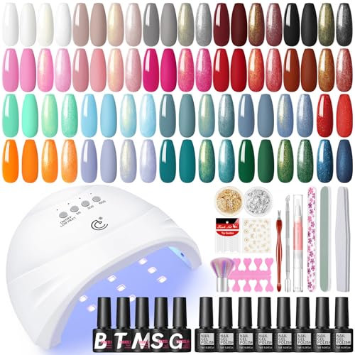 COSCELIA 43PCS UV Nagellack Set, 25PCS Gel Nail Set mit UV Lampe für Gelnägel, Rosa Rot Grün Gelnägel Starterset für Frauen Geschenk