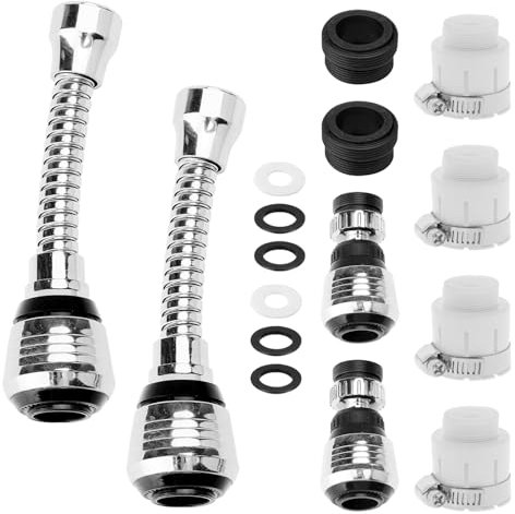 HENGBIRD Extension de robinet 4 pièces, pivotante à 360° Embout de robinet flexible, Extension de robinet, Deux Modes Réglable, Aérateur de robinet pivotant, Tuyau aérateur pour évier de cuisine