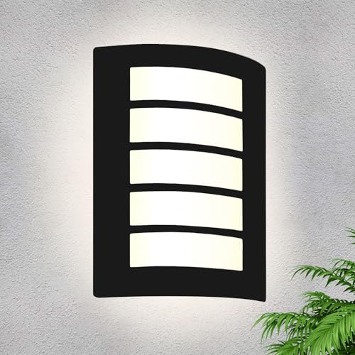 HiBay Außenlampe E27 Aussenlampe Wand IP44 Wandlampe Schwarz Matt Eckig Edelstah ABS Wandleuchte Aussen für Hauswand Balkon Badezimmer (Ohen Glühbirnen)