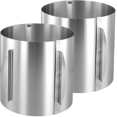 FUNSUEI 2 anillos para tartas ajustables de 20 cm de alto, diámetro de 16 – 30 cm, anillo ajustable para tartas, redondo, ajustable, acero inoxidable, para cocina y panadería