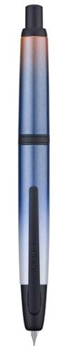 Jinhao 10 Press Fountain Pen with Box, Gradient Dark Blue Retractable Extra Fine Nib with Ink Converter Set (Black Clip)