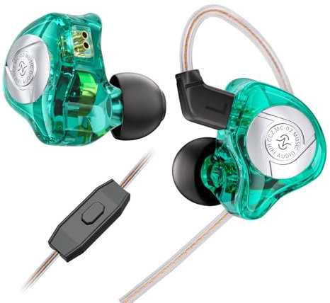 keephifi CCZ MC02 Auriculares con Cable, Auriculares Gaming 10mm DD de Doble Imán, In Ear con Cable y Microfono, In Ear Monitor Jack 3.5, Diafragma de Pet Graves Profundos IEMs para Gaming, PS5
