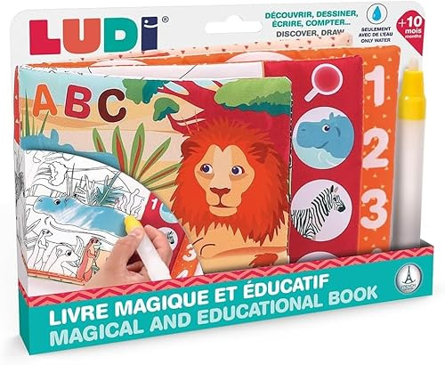 LUDI - Livre Magique et Éducatif - Livre d'Activités - Coloriage Magique à l'eau - Découvrir Les Formes, Les Chiffres, Les Lettres - Dès 10 Mois, Vert