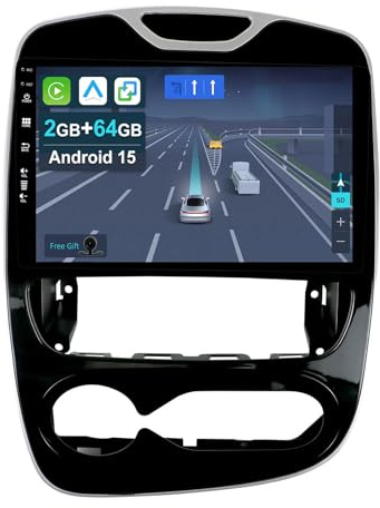 KEC 10.1 [2+64G] Android 15 Bilradio för Renault Clio 4 ZOE 2013-2019 med Trådlös Carplay Android Auto Wifi GPS Navi Bluetooth 5.0 FM MirrorLink-Ingår backkamera