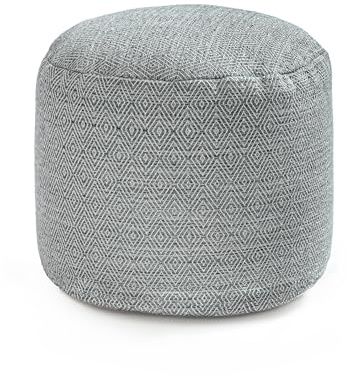 Anji Mountain 100% Handmade & Handcrafted Comfortable Home Décor Pouf Ottoman Footrest for Living Room, Bedroom, Nursery, Kidsroom, Patio Furniture - (22 x 22 x 17 - Gray Maze)