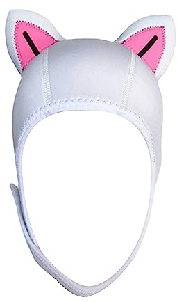 KBOLAE Bonnet de plongée en néoprène avec oreilles de chat - 3 mm - Pour sports nautiques - Ligne noire - M