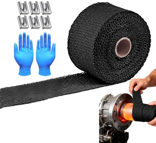 Ruban d'Enroulement pour Échappement - 10 Mètres Bande De Protection,Ruban de Protection Thermique - Pour Les Motos Les Voitures Les Camions Les Silencieux Les Turbines Les Tuyaux