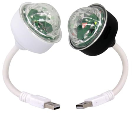 NIYANGLE Mini Luce da Discoteca LED USB Rotazione a 360°, Luce Attivata dal Suono per Auto e Feste, Set da 2 Pezzi, Palla da Discoteca Colorata per Atmosfera Interna e Palco