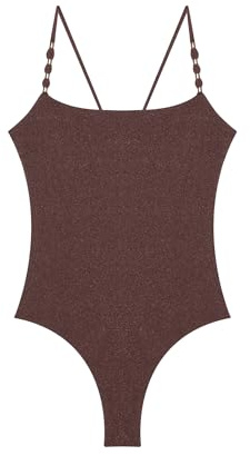 YAMAMAY - Costume da Bagno Intero Senza Ferretto, con Imbottitura Removibile, Donna, Soraya, Cacao, monocromo
