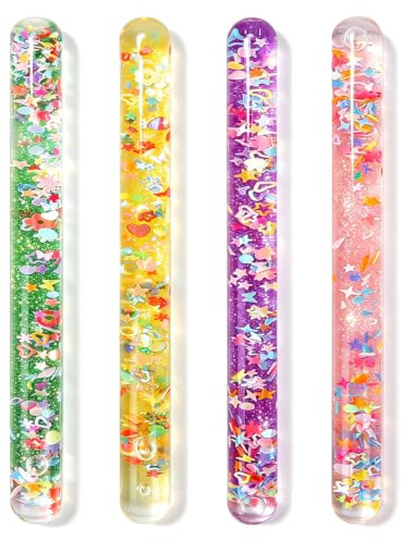 Yooyan 4 stycken jumbo spiral glitterstav trollstav barn 30 cm lysande