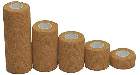 Angela-homestyle 10 rullar kohesiva självhäftande bandage fingerplåster fingerförband självhäftande vattentät (5 cm x 4,5 m, brun)
