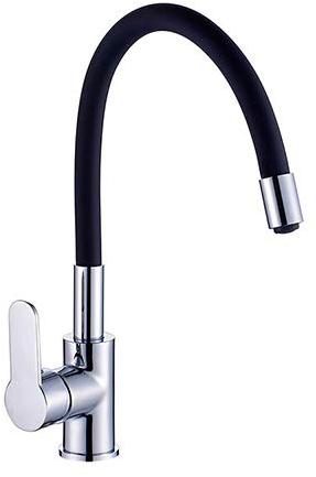 ATCO® Niederdruck Spültischarmatur FLAMINGO flexibler Auslauf Küchenarmatur Einhandmischer Wasserhahn Armatur Küche Spüle Spültisch Chrom-schwarz