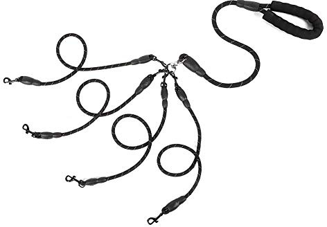 GOTOTOP Correas para perros, 4 en 1, cuerda de nailon no desmontable, correa para perros de 4 vías para perros, gatos, al aire libre (4 vías, negro)