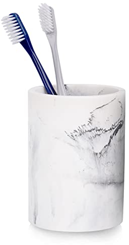 zccz Toothbrush Holder for Bathroom Marble Look, Electric Toothbrush and Toothpaste Holder, Organizer Makeup Brushes Razor Holder, Stand Cup, White Marble Look Toothbrush Cup