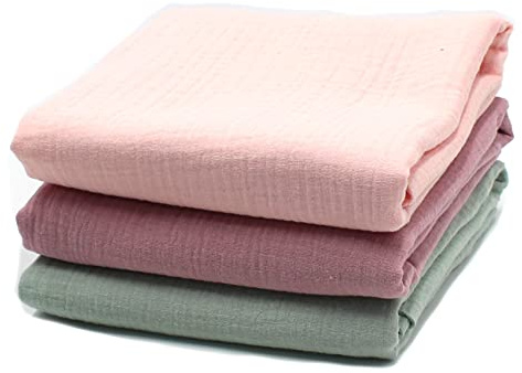 VmG-Store 3 x muslinset om vardera 0,5 m x 1,35 m, dubbelt gauze-tyg, 100 % bomullstyg, Tex Standard 100 (set om 3 om 0,5 m, set06)