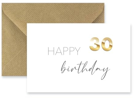 1 ädelt födelsedagskort till 30-årsdagen med kuvert. Italienskt designpapper – 10,5 x 14,8 cm rund födelsedag gratulationskort grattis födelsedag trettio år gammal
