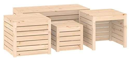 vidaXL Solid Pine Wood 4-Piece Garden Box Set -Ample Storage Space, Easy Assembly, Versatile Use in Garden, Patio, Home