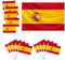 16 pièces Ensemble de drapeaux,décorations de coupe européenne,1 grand drapeau 150x90cm,avec œillets en laiton,15 petits petit drapeau à main,décorés lors d'événements sportifs,fêtes (Espagne)