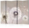 murando - Paravent Raumteiler Innen Natur 225x172 cm 5-teilig Beidseitig Raumtrenner Trennwand Holz Room Divider Mobiler Sichtschutz Wand Raum Doppelseitig weiß Blumen Pusteblume Beige b-C-0925-z-a