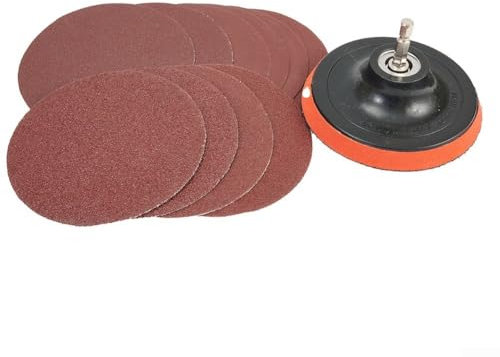 4 Sanding Discs with 10pcs Hook & Loop Backing Pad M10 Thread Size, 60/80/120/180/240 Grit Sanding Discs Sandpaper for Wood Metal Polishing
