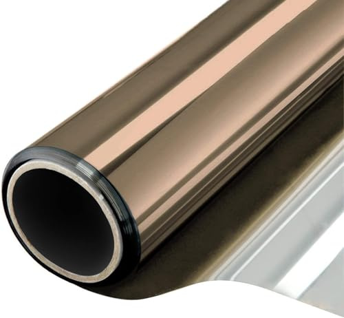 Spegelfolie fönster insynsskydd självhäftande solskyddsfolie anti-UV fönsterfilm ogenomskinlig från utsidan statisk självhäftande integritet film för hem kontor (te silver, 75 x 200 cm)