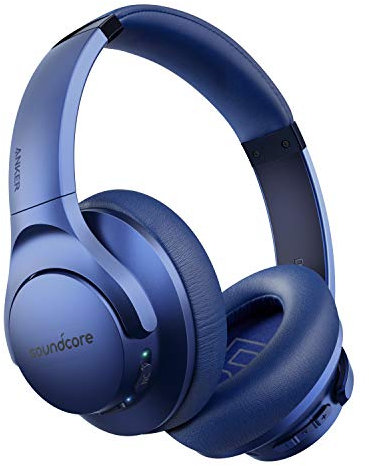 Soundcore Anker Life Q20 Hybrid Active Noise Cancelling Headphones, Wireless Over Ear Bluetooth Headphones, 60H Playtime, Hi-Res Audio, Deep Bass, Foam Ear Cups, Travel, Office, USB-C Charging