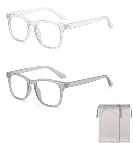 ZWWOGE 2 Set Occhiali Anti Luce Blu Uomo e Donna,Trasparente e verde acqua trasparente, Occhiali Trasparenti, Occhiali Luce Blu Blocco Anti-Affaticamento, Occhiali per Computer Filtro Anti Luce Blu