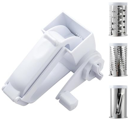 3-in-1 Cheese Grater, Stainless Steel Rotary Cheese Grater, Cheese Slicer, Small Graters for Kitchen, Also Suitable for Chocolate, Nuts